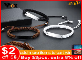Foto van Sieraden vnox casual men s braided rope chain bracelets with personalized name date initial quote cu