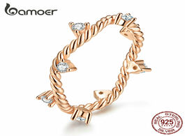 Foto van Sieraden bamoer original design clear cz crystal 925 sterling silver finger rings for women rose gol