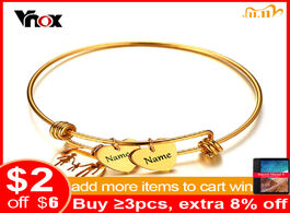 Foto van Sieraden vnox name engraving charms bracelet bangle for women gold color stainless steel female jewe