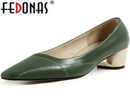 Foto van Schoenen fedonas shallow genuine leather shoes for women heels 2020 summer autumn high pumps elegant
