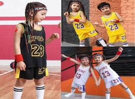 Foto van Sport en spel kid lsport 23 basketball set girls jersey uniform breathable child shirts shorts team 