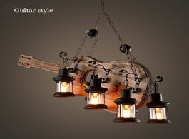 Foto van Lampen verlichting 6 heads retro industrial vintage chandelier nordic restaurant bar wood glass pend