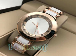 Foto van Horloge women watches luxury fashion silver gold round stainless steel band quartz watch black clock