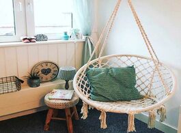 Foto van Meubels outdoor indoor handmade knitted round hanging hammock chair nordic style dormitory bedroom b