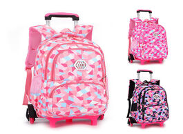 Foto van Tassen new 6 wheel trolley school bag backpack for boy girls 3 5 grade primary luggage teenagers rol