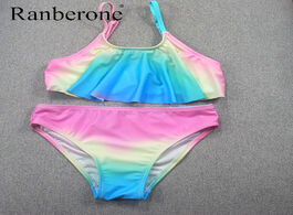 Foto van Sport en spel ranberone two piece bathing suits girls swimsuit rainbow stripes swimwear split bikini