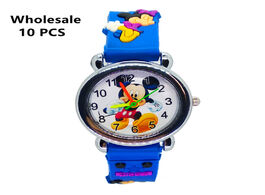 Foto van Horloge wholesale 10 pcs cartoon kids quartz watches children watch boys girls clock silicone strap 