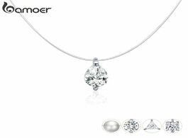 Foto van Sieraden bamoer 925 sterling silver invisible choker necklace for women waterdrop square triangle pe