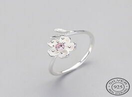 Foto van Sieraden real 925 sterling silver zircon enamel plum flower adjustable ring elegant fine jewelry for