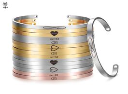 Foto van Sieraden stainless steel rose gold positive inspirational design bracelet engraved quote mantra cuff