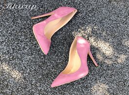 Foto van Schoenen tikicup women pink flock pumps sythetic suede pointy toe stilettos elegant ladies formal sl