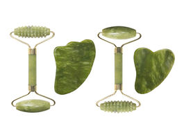 Foto van Schoonheid gezondheid natural green jade roller face massager guasha board scraper set crystal stone