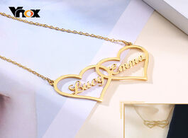 Foto van Sieraden vnox custom nameplate double heart necklace for women stainless steel choker collar persona