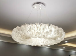 Foto van Lampen verlichting modern romantic bedroom chandelier nordic girly room lighting swan feather lamp l