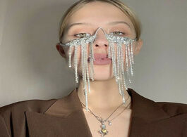 Foto van Sieraden luxury crystal long tassel eye frame cover face jewelry for lady bling rhinestone masquerad