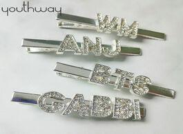 Foto van Sieraden custom word hair clips personalized alligator rhinestone paved letter pins crystal bride we