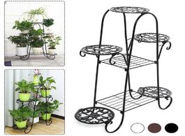 Foto van Meubels 7 tier iron plant stand rack flower pot holder garden shelf home office indoor outdoor succu