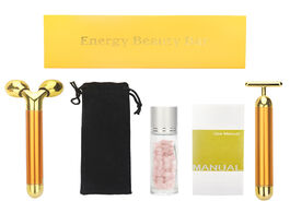 Foto van Schoonheid gezondheid 3 in 1 energy beauty bar 24k golden vibrating facial roller massager face lift