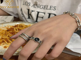 Foto van Sieraden xiyanike 925 sterling silver korean black gemstone twist double layer cross retro open ring