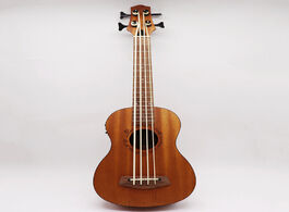Foto van Sport en spel 30 inch electric ukulele bass guitar full okoume wood body natural color 4 string mini