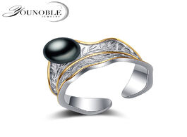 Foto van Sieraden wedding real 925 silver pearl leaf ring adjustable white freshwater female engagement gift