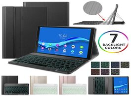Foto van Computer backlit wireless keyboard case for lenovo tab m10 fhd plus tb x606f x606x tablet stand cove
