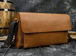 Foto van Tassen high quality genuine leather shoulder bag unisex messenger cowhide crossbody for ipad casual 