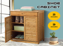 Foto van Meubels household shoe cabinet door storage rack multi layer simple economic type bamboo wood dormit