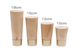 Foto van Meubels 4pcs solid wooden furniture legs straight cone sofa table feet pure copper protective cover 