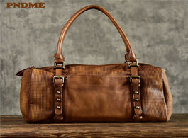 Foto van Tassen pndme fashion casual luxury genuine leather men s handbag vintage designer handmade high qual