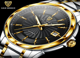 Foto van Horloge lige new high end luxury mens watches automatic mechanical tungsten steel sapphire glass 50m
