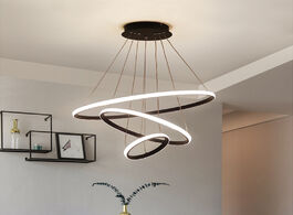 Foto van Lampen verlichting modern pendant lamp led 3 4 5 rings circle ceiling hanging chandelier black loft 