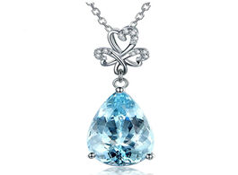 Foto van Sieraden aquamarine gemstones blue crystal pendant necklaces for women diamond 18k white gold tone a