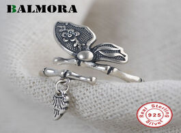 Foto van Sieraden balmora real 925 sterling silver open rings for women original butterfly lover gifts retro 