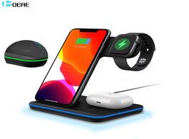 Foto van Telefoon accessoires dcae 15w 3 in 1 qi wireless charger stand for iphone 11 xs xr x 8 airpods pro c