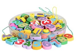 Foto van Speelgoed 1 set digital beads cute wooden educational stringing for toddlers