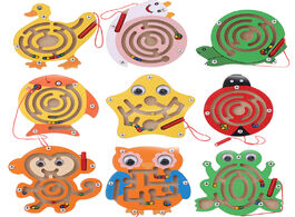 Foto van Speelgoed children wooden educational montessori toys magnetic maze handwriting pen push beads small