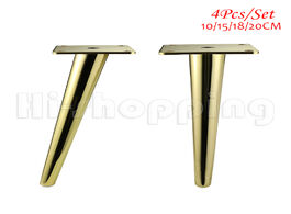 Foto van Meubels 4pcs set metal furniture legs gold vertical inclined tube sofa feet for tv cabinet support a