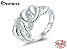 Foto van Sieraden bamoer s925 sterling silver clear platinum cz chain ring finger rings for women engagement 