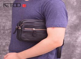 Foto van Tassen aetoo clutch bag male leather hand double zipper multi function first layer cowhide large cap