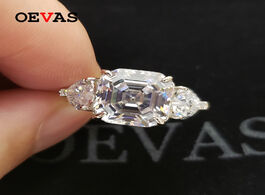 Foto van Sieraden oevas 100 925 sterling silver sparkling 10 10mm square high carbon diamond wedding rings fo
