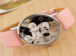 Foto van Horloge reloj mujer fashion mickey watch cute cartoon women quartz wristwatch children leather watch