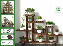 Foto van Meubels multi tier wooden plant flower rack with wheels plants shelf stand shelves bonsai display ya