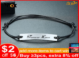 Foto van Sieraden vnox mens stylish black rope id tag bracelet with custom personalize engrave name love date