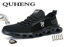 Foto van Schoenen quheng work safety shoes men anti slippery boots outdoor plus size mesh sneakers all season