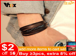 Foto van Sieraden vnox customized morse code i love you men s layered leather bracelets casual gents wristban