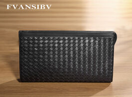 Foto van Tassen leather business clutch large capacity document bag fashion casual men s hand woven embroider