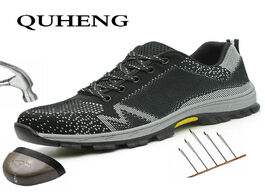 Foto van Schoenen quheng safetywork shoes for men steel toe cap anti smashingworking boots casual protective 