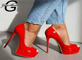 Foto van Schoenen genshuo women s pumps platform stiletto heels shoes high heel patent leather plus size part