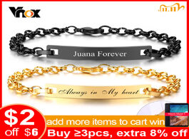 Foto van Sieraden vnox personalize id bracelets for women men solid stainless steel couple jewelry customized